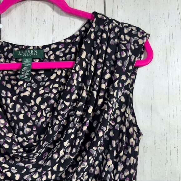 Lauren Ralph Lauren Ruched Cowl Neck Sleeveless Stretch Sheath Casual Midi Dress - Picture 3 of 15